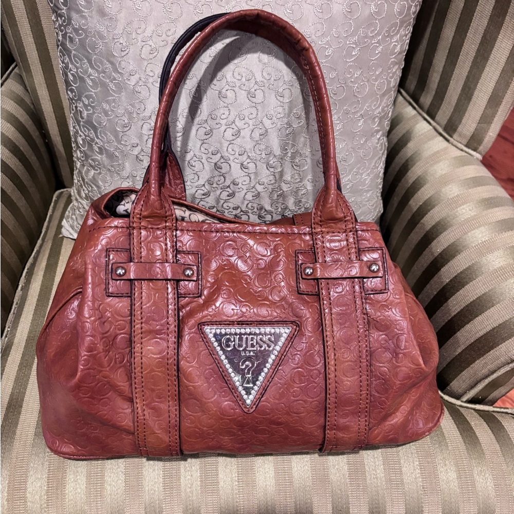GUESS large Y2K Vintage Brown Hand Bag Shoulder Bag Great Condition